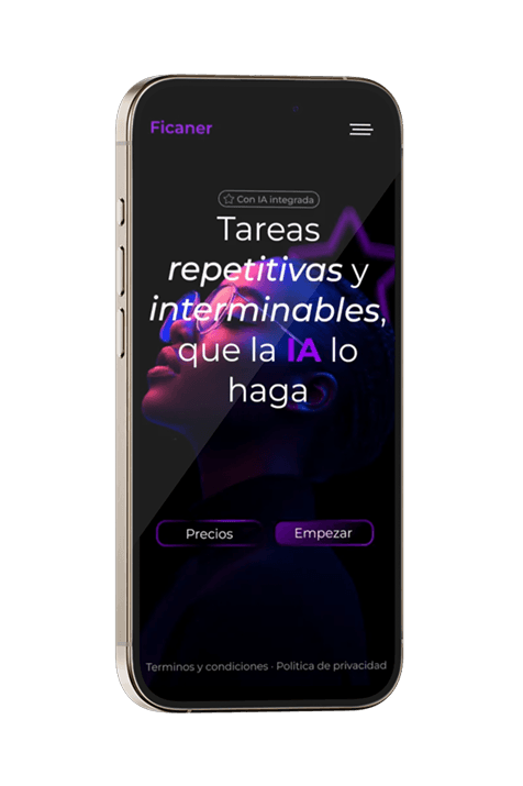 Mockup de la app Ficaner en un iPhone